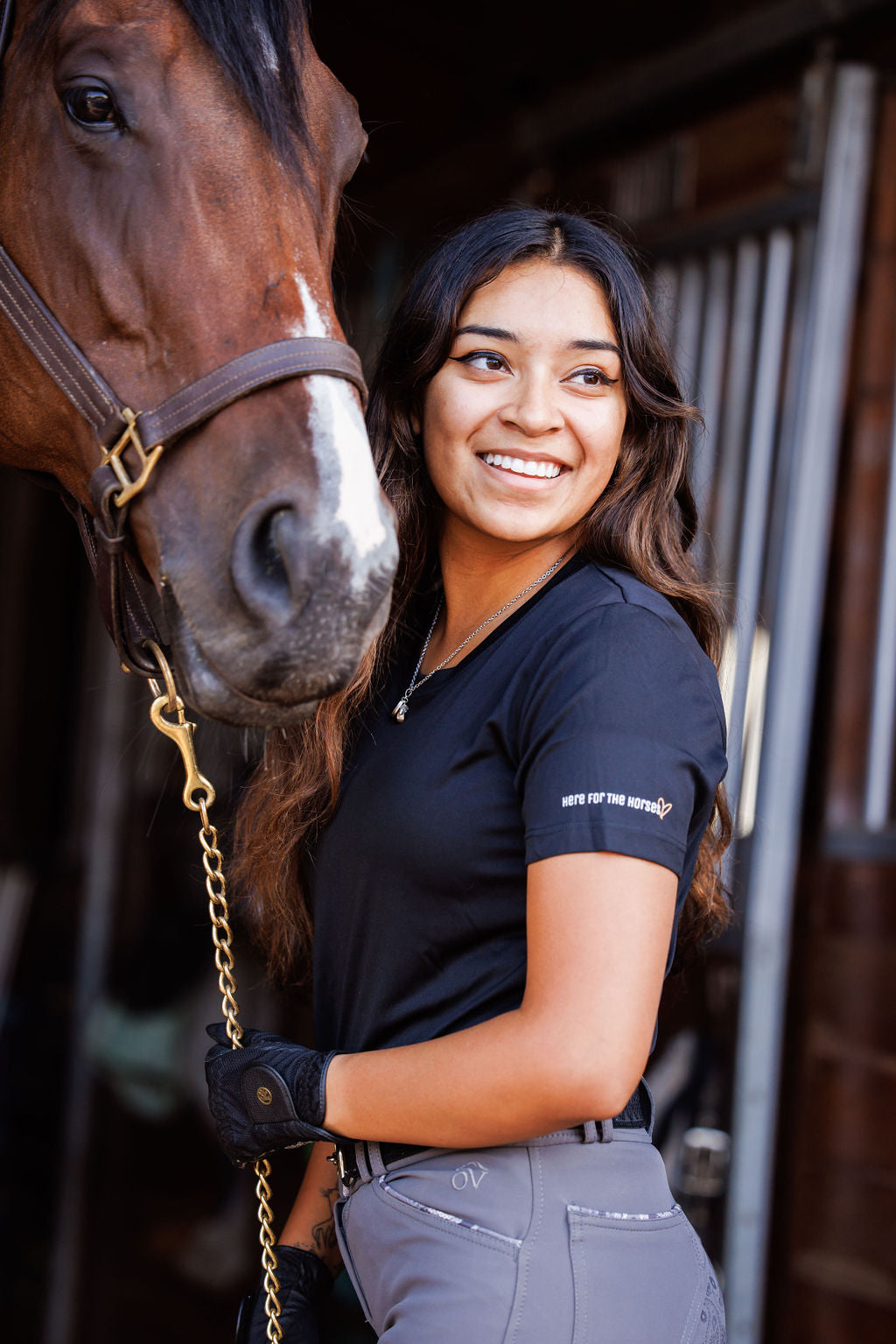 Here for the Horses® Crew Neck Tee - Size Large